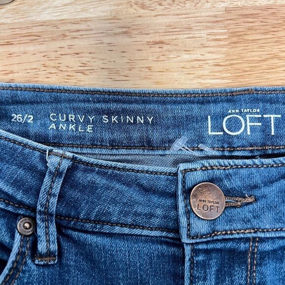 Ann Taylor Loft Womens Curvy Skinny Ankle Jeans Mid Rise Size 2/26 - Picture 8 of 9